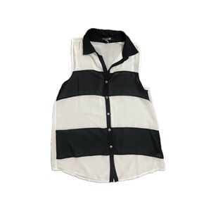 Striped Sleeveless button up blouse